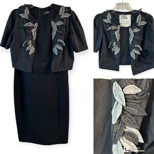 Anthropologie Project Alabama crop cotton leaf embellished crop jacket